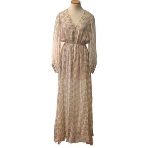 LoveShackFancy Vintage Silk Chiffon Maxi Dress, size 2